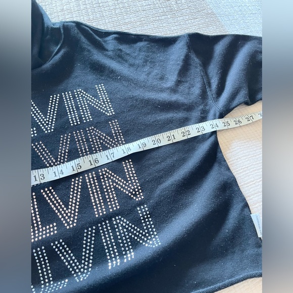 Calvin Klein Jeans Womens Black Crop Rhinestone Hoodie Size M - Picture 6 of 13